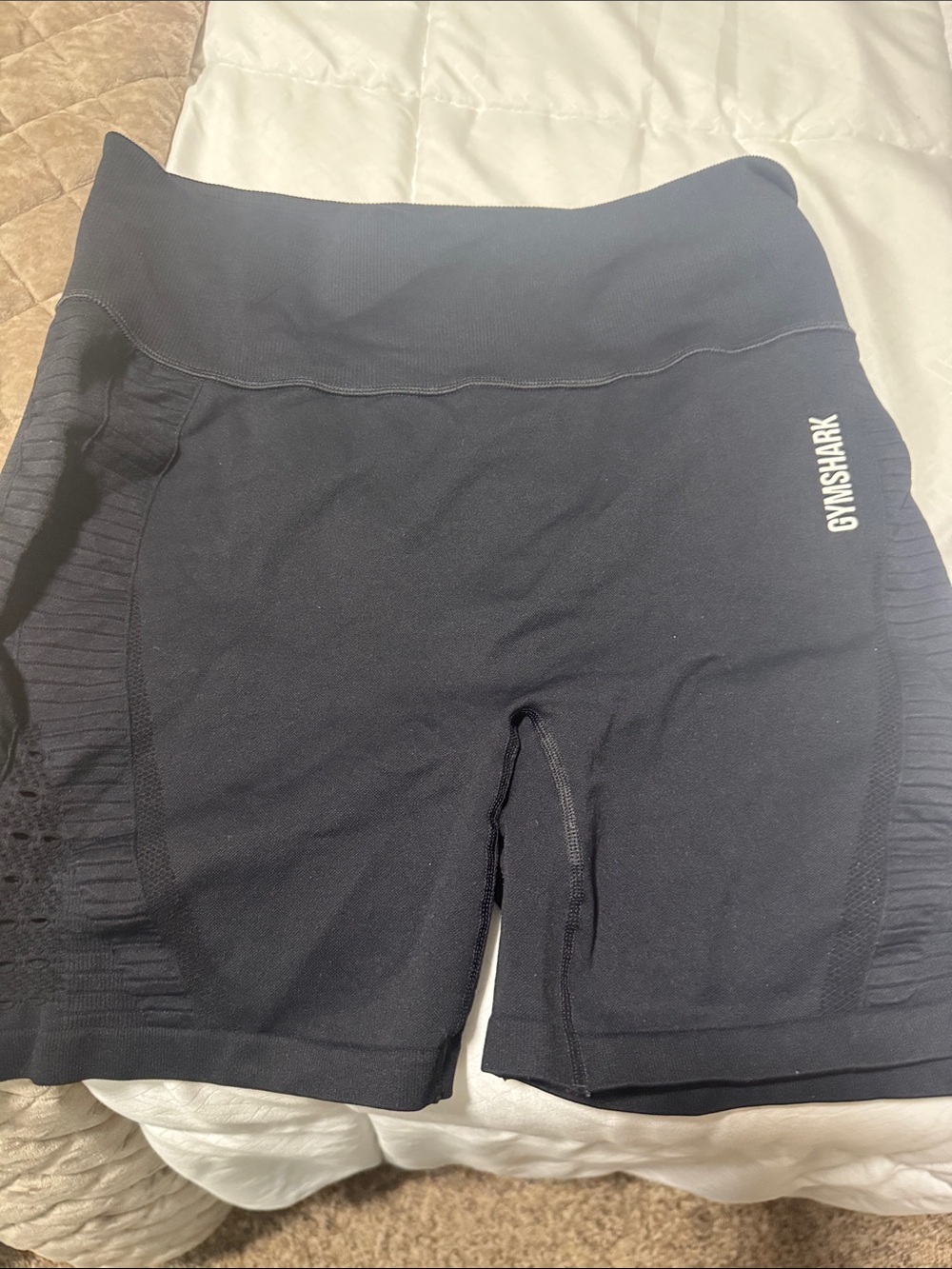 Gymshark Black Seamless High-Waist Bike Shorts with Side Texture